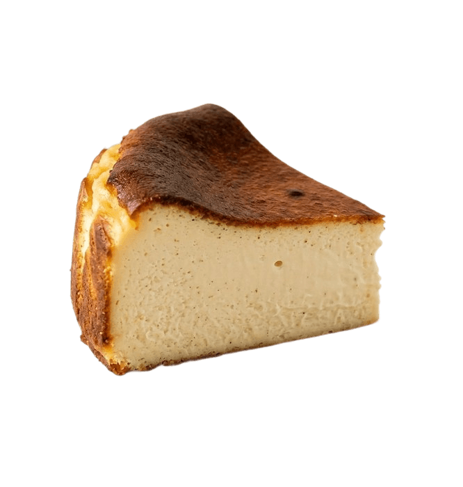 A Basque cheesecake with a scorched, caramelised crown